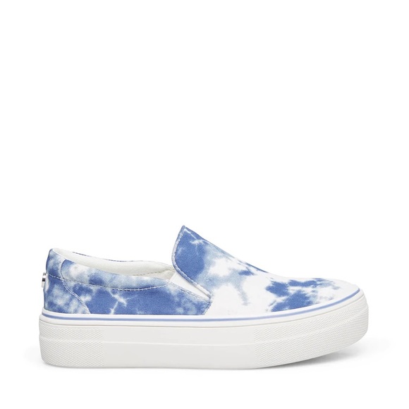 Steve Madden Gills-C Blue white tie dye platform slip on Sneakers - Picture 3 of 4